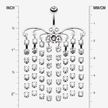 Detail View 1 of Sparkling Curtain Chandelier Belly Ring-Clear Gem